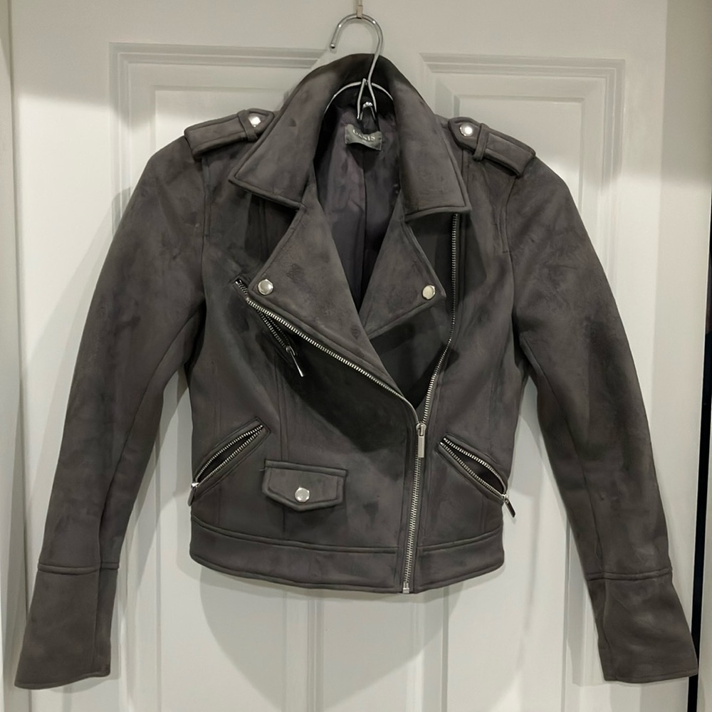 Oasis , women’s XS ,Women's faux suede grey moto / biker Jacket